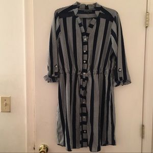Fifth & Park Navy Blue & White Stripe Dress